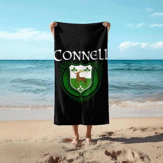 Connell Family Irish Coat of Arms Clan Crest Beach Towels
