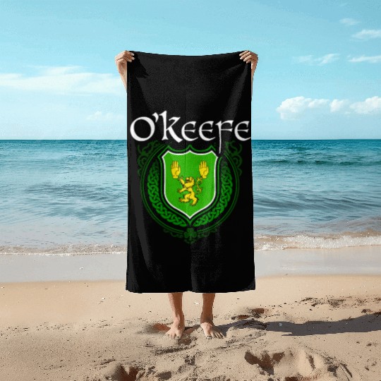 O'Keefe Family Irish Coat of Arms Clan Crest Beach Towels