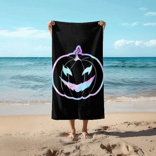 Pumpkin Halloween Beach Towels