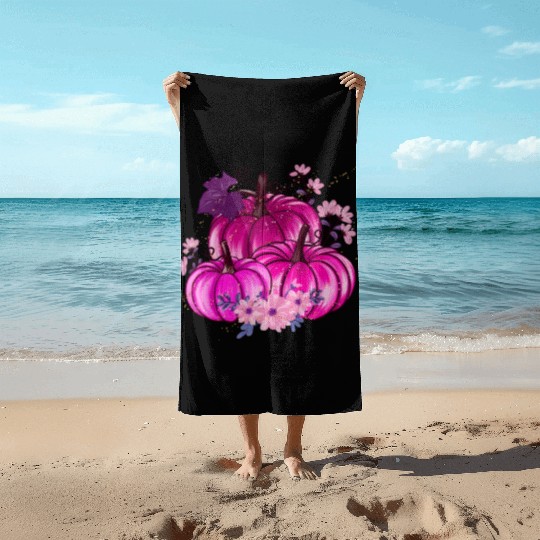 Pumpkin Halloween Beach Towels