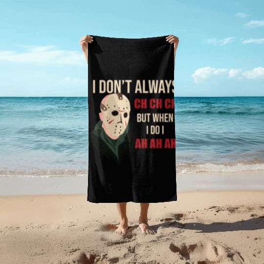 Funny Halloween party Jason hokey mask Friday 13th Beach Towels