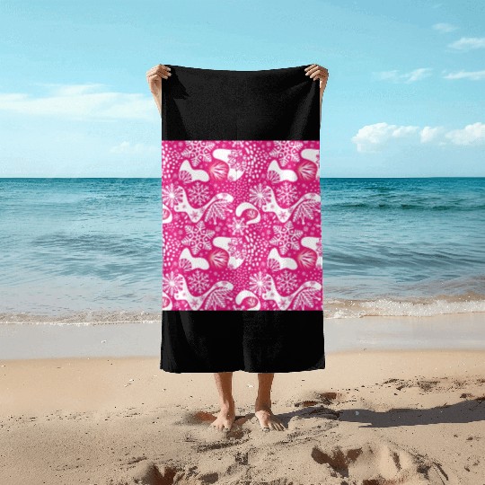 Abstract Pink Winter Pattern Beach Towels