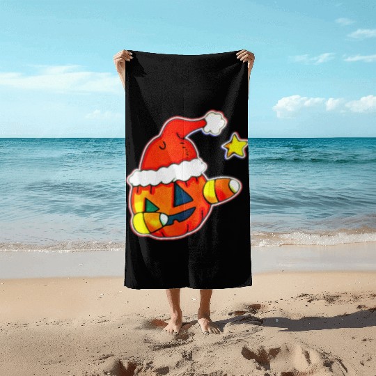 Jack O Lantern Dabbing Christmas Beach Towels