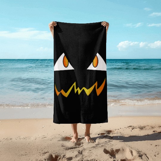 Jack O Lantern Face Beach Towels