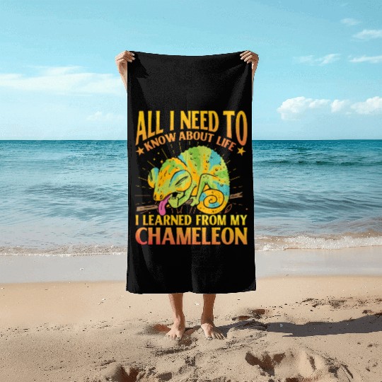 All I need to know about life Chameleon Beach Towels