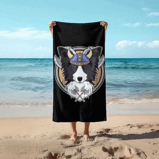 Border Collie I Valhalla I Viking Beach Towels