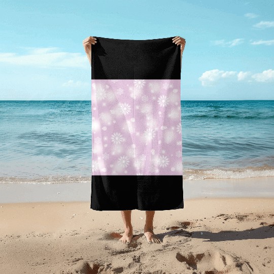 Violet Snowflakes Pattern Beach Towels