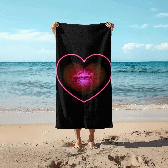 geek big heart Beach Towels