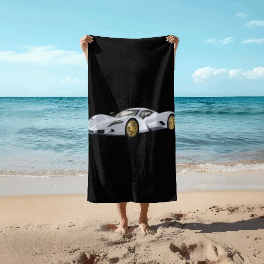 Silver car Beach Towels
