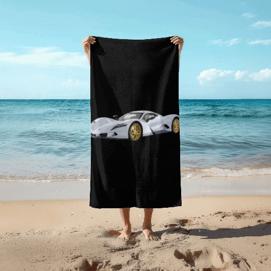 Silver car Beach Towels