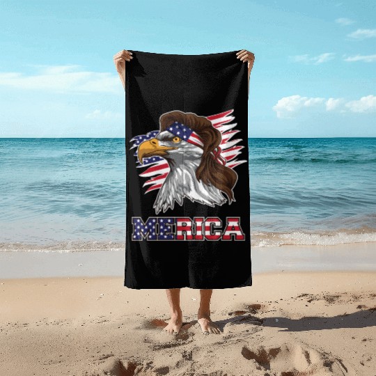 American Bald Eagle Mullet Merica Bird Of Prey Beach Towels