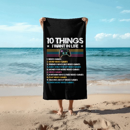 Gaming Gamer Playing Video Game Computer Beach Towels