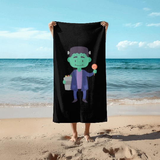 Candy Collector Happy Scary Halloween Vampire Beach Towels