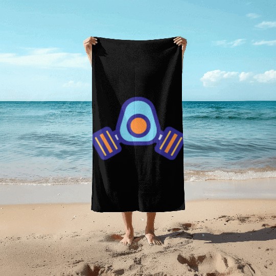 Blue Orange Comic Face Protection Nuclear Gas Mask Beach Towels