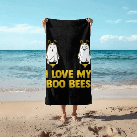 I Love My Boo Bees Bumble Bees Halloween Costume Beach Towels
