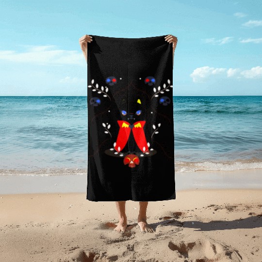 Vampire cat Beach Towels