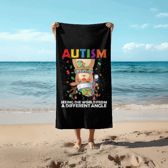 Autism Rudolph Deer Christmas Beach Towels