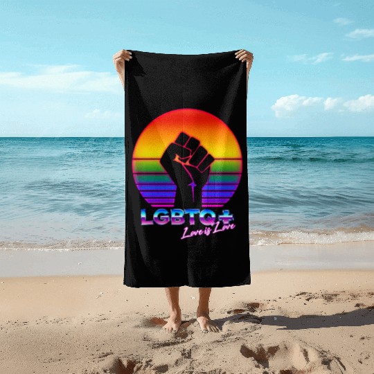 LGBTQ+ Love is Love Pride 80s Sunset Beach Towels