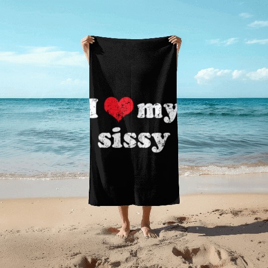 I Love Heart My Sissy Family Brother Sister Beach Towels