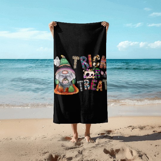 Trick Or Treat Gnome Beach Towels