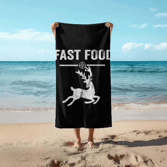 Fast Food Deer Beach Towels