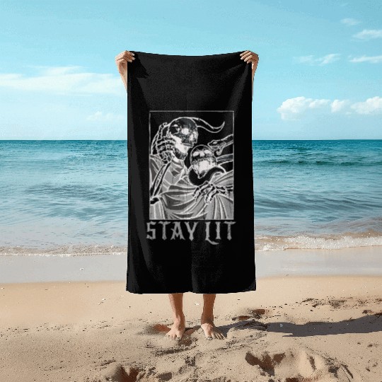 Skeleton Bones Tarot Card Occult Stay Gothic Beach Towels
