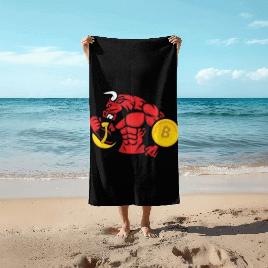 Bitcoin lover Bull BTC logo Crypto lover Hodl Beach Towels