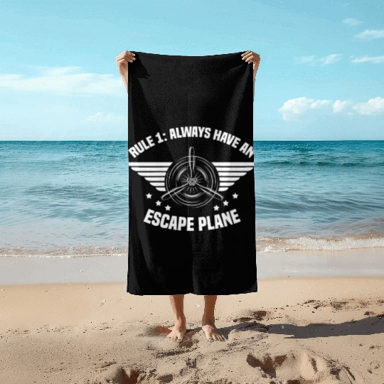 Airline Pilot Pun Escape Plane Aircraft Pilot Beach Towels