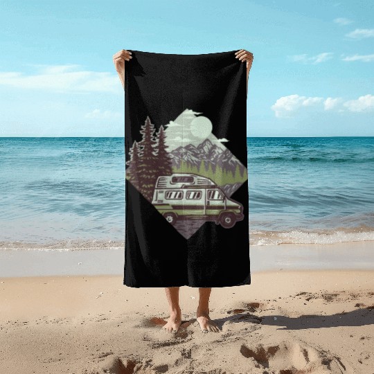 Camping Mountains Wilderness Beach Towels