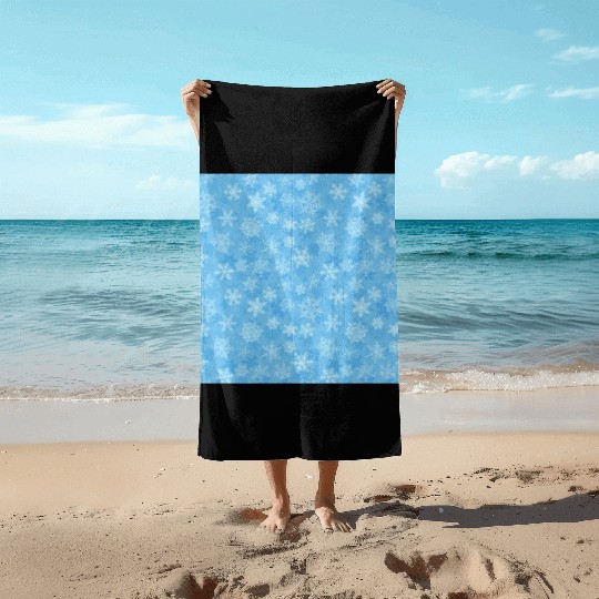 Pretty Light Blue Snowflakes Pattern Beach Towels