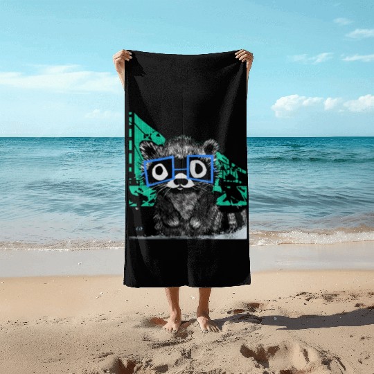 Raccoon #3 Mary Jane Bookworm Beach Towels