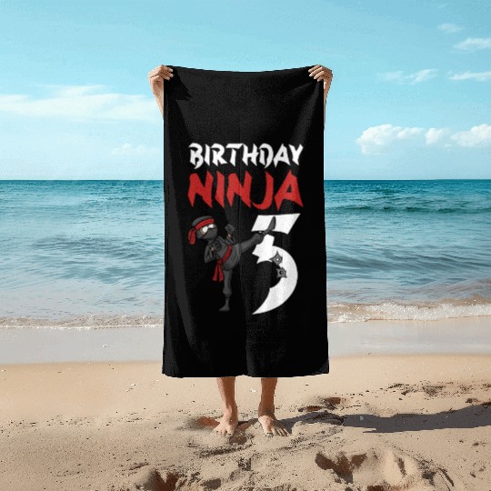 Birthday Party 5 Years Old Japanese Ninja Birthday Beach Towels