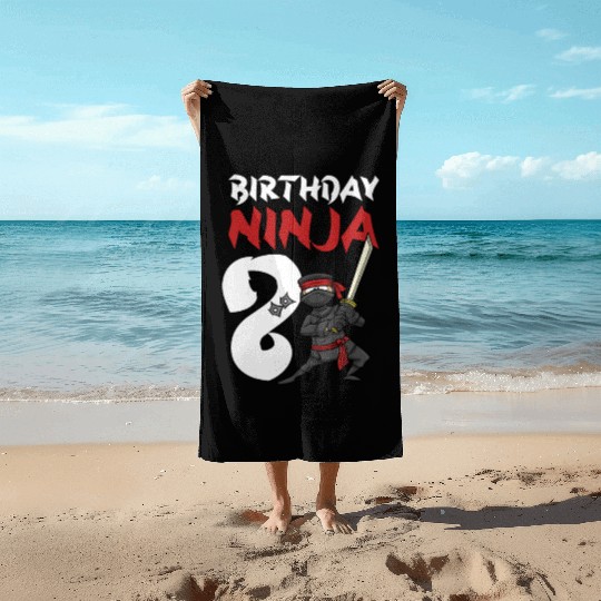 Birthday Party 8 Years Old Japanese Ninja Birthday Beach Towels