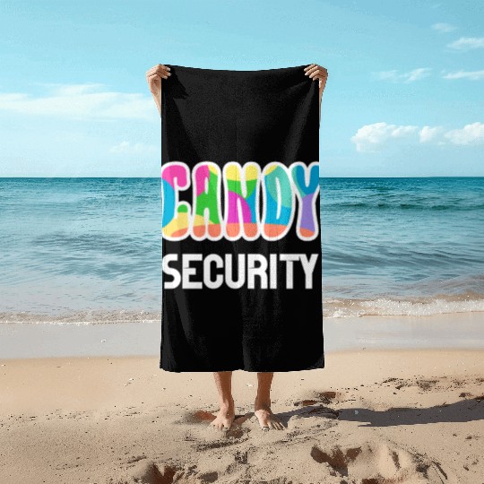 Funny Candy Security Halloween Gifts Beach Towels