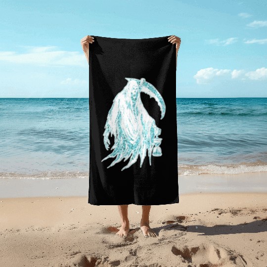 Funny Haloween Green Grim Reaper Costume Beach Towels