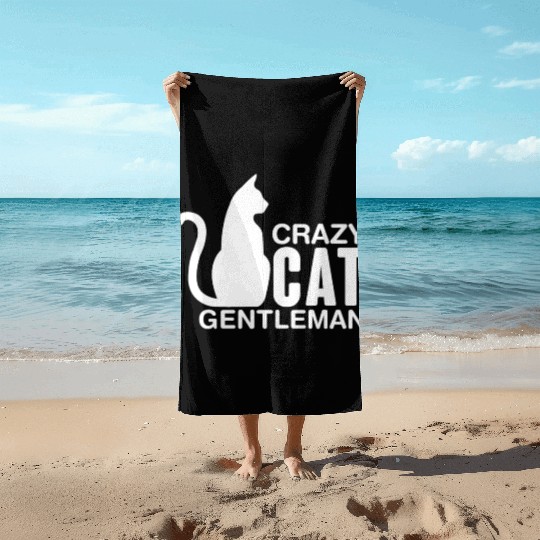 Crazy Cat Gentleman Beach Towels