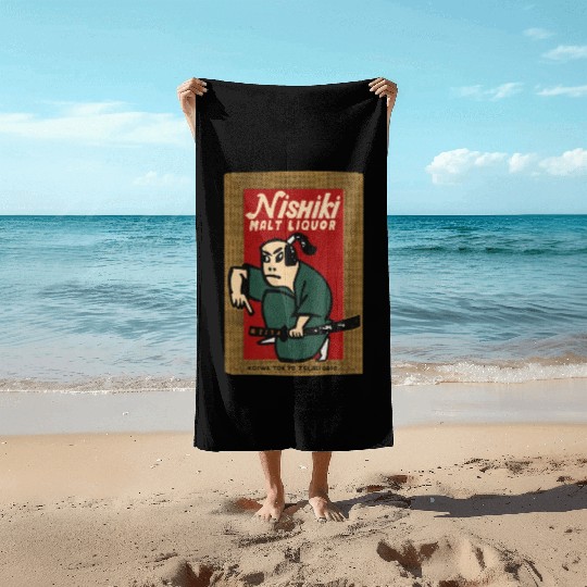 Vintage Japanese Malt Liquor Beach Towels