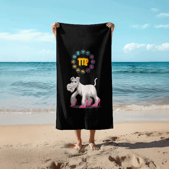 Funny Dog Lover Horoscope Virgo Zodiac Sign Cool Beach Towels