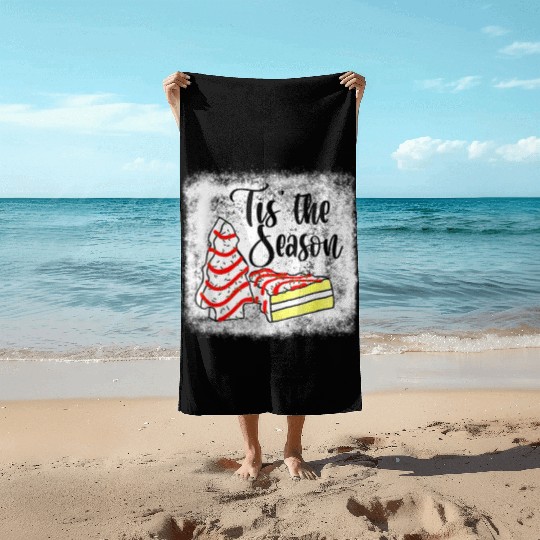 Little Tis The Season Christmas Tree Cakes Debbie Beach Towels