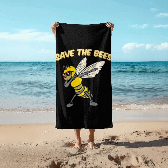 Save The Bees Beach Towels Dabbing Bumblebee Bee Earth Pl