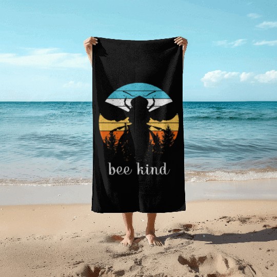 Save the Bees Autumn Sunset Treeline Bee Kind Swea Beach Towels