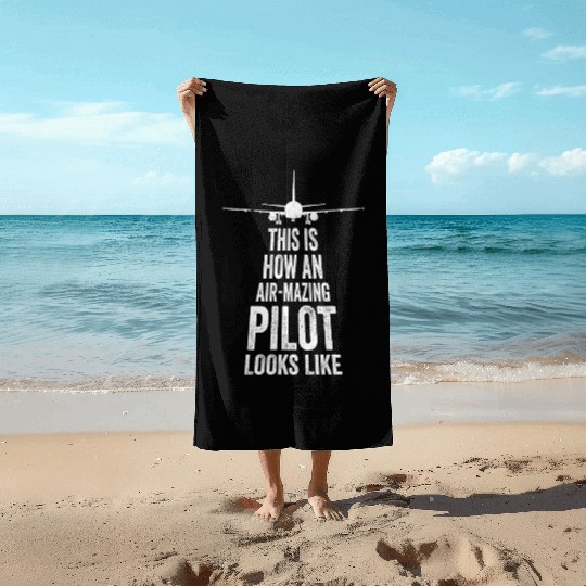 Aircraft Pun Airmazing Pilot - Airline Pilot Beach Towels