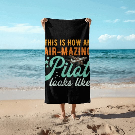 Aircraft Pun Airmazing Pilot - Airline Pilot Beach Towels