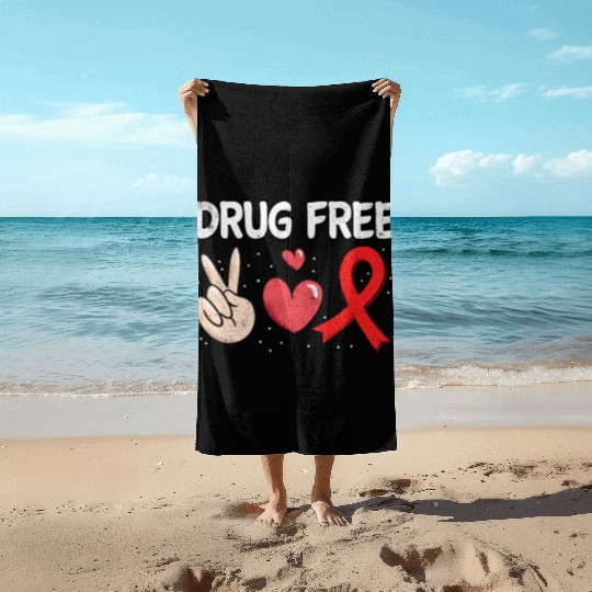 Peace Ribbon Week Awareness October Pills Red Beach Towels