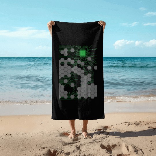 Computer Science Circuit Board Beach Towels