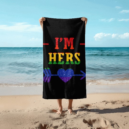 I'm Hers Lesbian Couple Matching Beach Towels