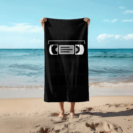 VHS Cassette Tape Be Kind Rewind Black Beach Towels