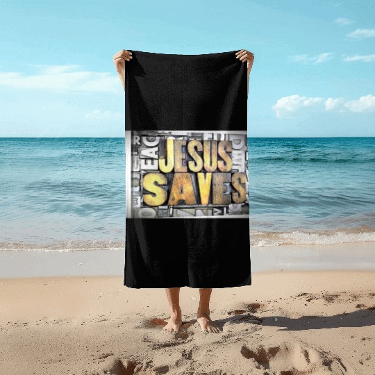 jesus saves Beach Towels