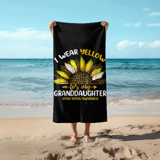 I Wear Yellow For My Granddaughter Spina Bifida Beach Towels