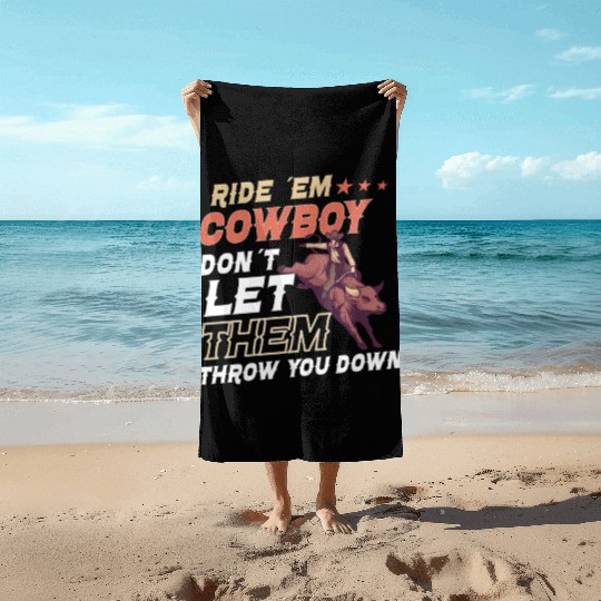 Rodeo Bull Riding Livestock Show Farmer Cattle Beach Towels
